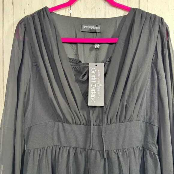 Scarlett Darkness Black Gothic Maxi Dress Witchy Dark Academia Whimsigoth Soft - Picture 6 of 16